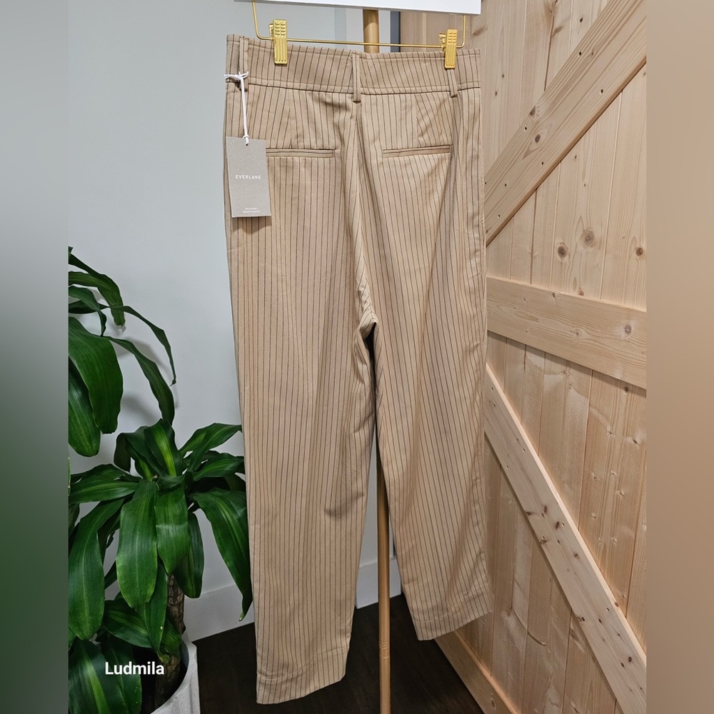 EVERLANE Size 6‎ Women’s Beige Pinstripe Pleated Pants - Picture 4 of 6